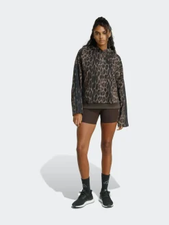 adidas Animal Seasonal Essentials Leopard Print French Terry Hoodie With 3-Stripes Outlet