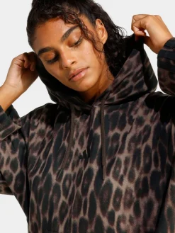 adidas Animal Seasonal Essentials Leopard Print French Terry Hoodie With 3-Stripes Outlet