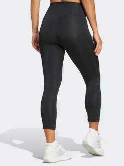 adidas Black Optime Essentials Stash 3/4 Leggings New