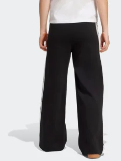 adidas Black 3-Stripes Fleece Wide Leg Trousers Sale