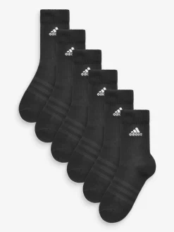 adidas Black/White 6 Pack Cushioned Crew Socks Best