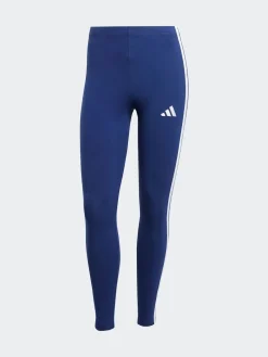 adidas Blue Essentials 3-Stripes Cotton Leggings Clearance