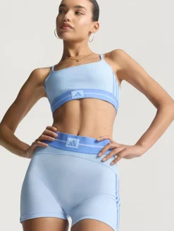 adidas Blue Hyperglam Rib 4 Short Leggings Clearance