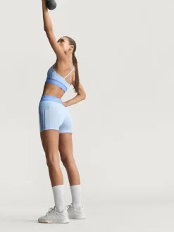 adidas Blue Hyperglam Rib 4 Short Leggings Clearance