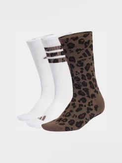 adidas Brown Leopard Print Crew Socks 3 Pack Online