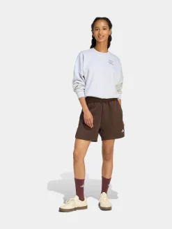 adidas Dark Brown 3 Stripe Studio Fleece Shorts Discount