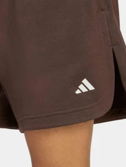 adidas Dark Brown 3 Stripe Studio Fleece Shorts Discount