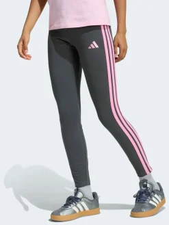 adidas Dark Grey Essentials 3-Stripes Cotton Leggings Online