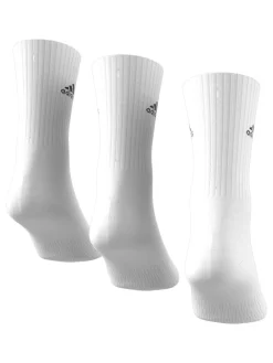adidas 3 Pack Cushioned Crew Socks Dove White