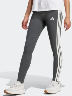 adidas Grey Essentials 3-Stripes Cotton Leggings Discount