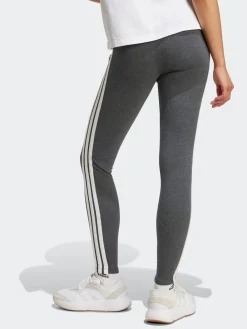 adidas Grey Essentials 3-Stripes Cotton Leggings Discount