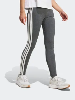adidas Grey Essentials 3-Stripes Cotton Leggings Discount