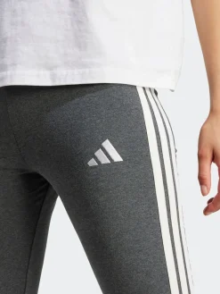 adidas Grey Essentials 3-Stripes Cotton Leggings Discount