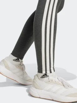 adidas Grey Essentials 3-Stripes Cotton Leggings Discount