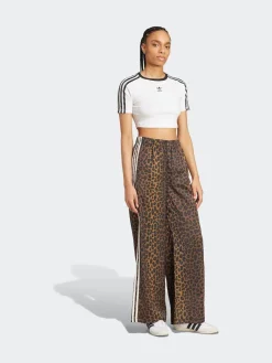 adidas originals Animal Print Satin Wide Leg Trousers Hot