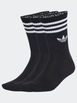 adidas originals Black Crew 3-Stripes Crew Socks 3 Pairs Discount