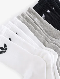 adidas Originals Black Trefoil Crew Socks 6 Pack New