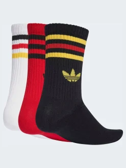 adidas originals Black/Red Crew 3-Stripes Crew Socks 3 Pairs