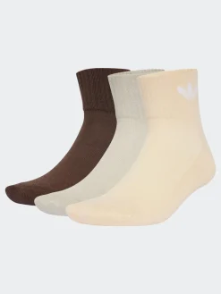 adidas originals Brown Mid Ankle Socks 3 Pack New