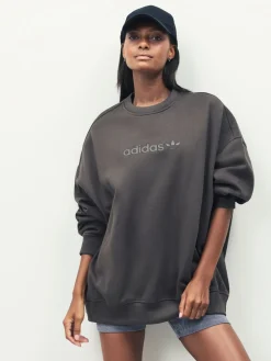 adidas originals Essentials Linear Oversize Crew Sweatshirt Green Discount