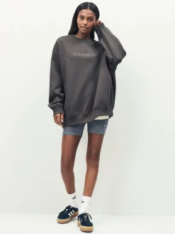 adidas originals Essentials Linear Oversize Crew Sweatshirt Green Discount