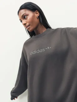 adidas originals Essentials Linear Oversize Crew Sweatshirt Green Discount