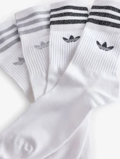 adidas Originals Mid Cut Glitter Crew Socks 2 Pack Grey/White Clearance