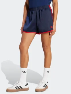 adidas originals Navy/Red 3 Stripe Satin Sprinter Shorts New