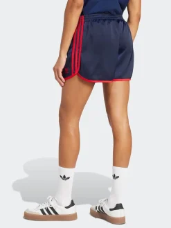 adidas originals Navy/Red 3 Stripe Satin Sprinter Shorts New