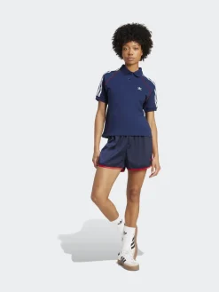 adidas originals Navy/Red 3 Stripe Satin Sprinter Shorts New