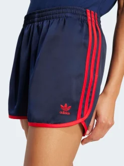 adidas originals Navy/Red 3 Stripe Satin Sprinter Shorts New