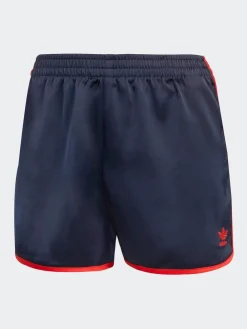 adidas originals Navy/Red 3 Stripe Satin Sprinter Shorts New