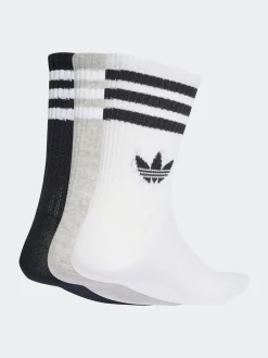 adidas originals White Chrome Crew 3-Stripes Crew Socks 3 Pairs Best