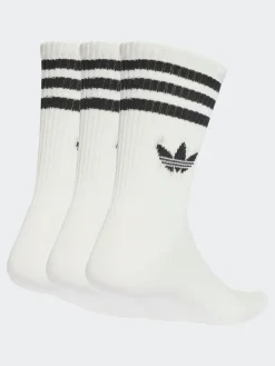 adidas originals White Ecru Crew 3-Stripes Crew Socks 3 Pairs Clearance