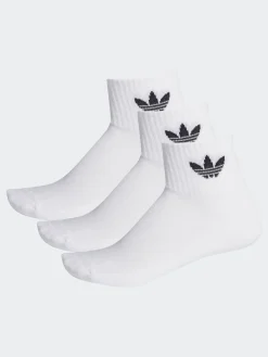 adidas originals White Ecru Mid Ankle Socks 3 Pack Clearance
