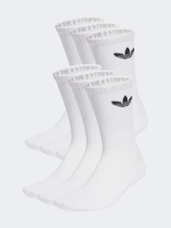 adidas Originals White Trefoil Crew Socks 6 Pack Hot