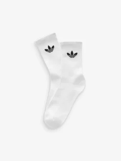 adidas Originals White Trefoil Crew Socks 6 Pack Hot