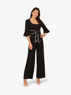 Adrianna Papell Black Ruffle Sleeve Jumpsuit Hot