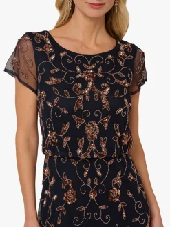 Adrianna Papell Black Studio Beaded Blouson Long Dress Online