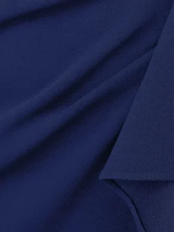 Adrianna Papell Ruffle Crepe Halter Gown Blue Outlet