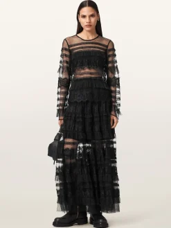 All Saints AllSaints Black Arlea Tulle Skirt