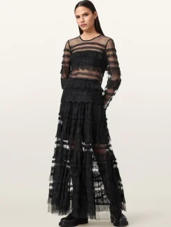 All Saints AllSaints Black Arlea Tulle Skirt