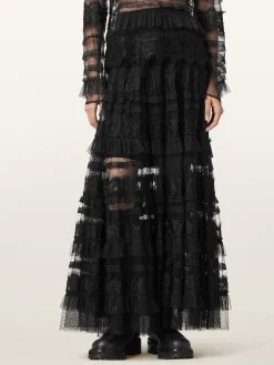 All Saints AllSaints Black Arlea Tulle Skirt