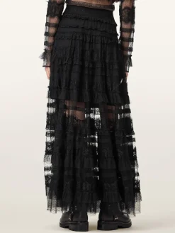 All Saints AllSaints Black Arlea Tulle Skirt