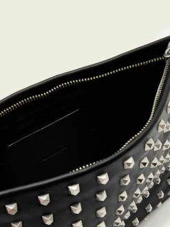 All Saints AllSaints Black Bettina Emb Clutch New