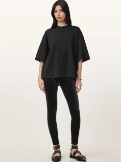 All Saints AllSaints Black Cora Velvet Leggings Hot