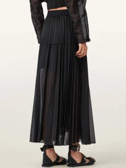 All Saints AllSaints Black Micaela Pleat Skirt