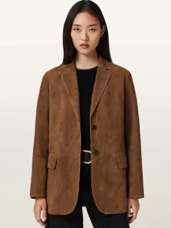 All Saints AllSaints Brown Arna Suede Blazer Best