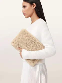 All Saints AllSaints Cream Bettina Song Clutch New