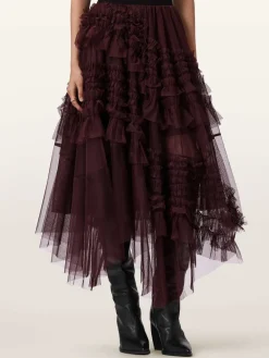 All Saints AllSaints Jen Tulle Skirt Red Best